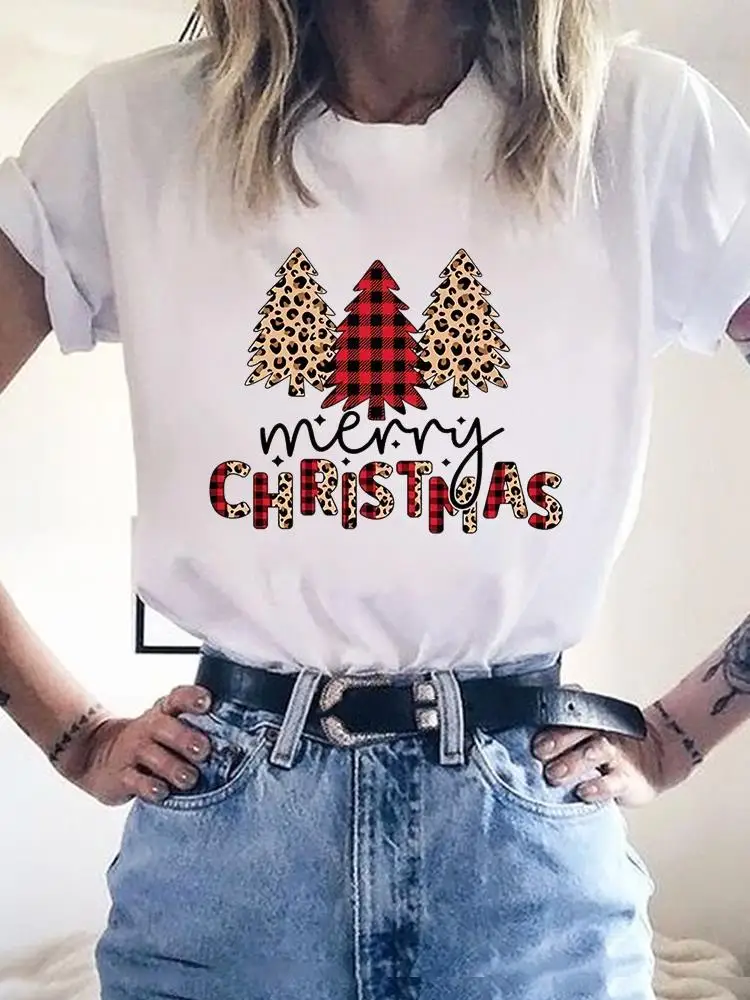 Female Fashion Clothes Merry Christmas Graphic T-shirt Letter Style Trend Holiday Women Print Top T Shirt Ladies Clothes Tee