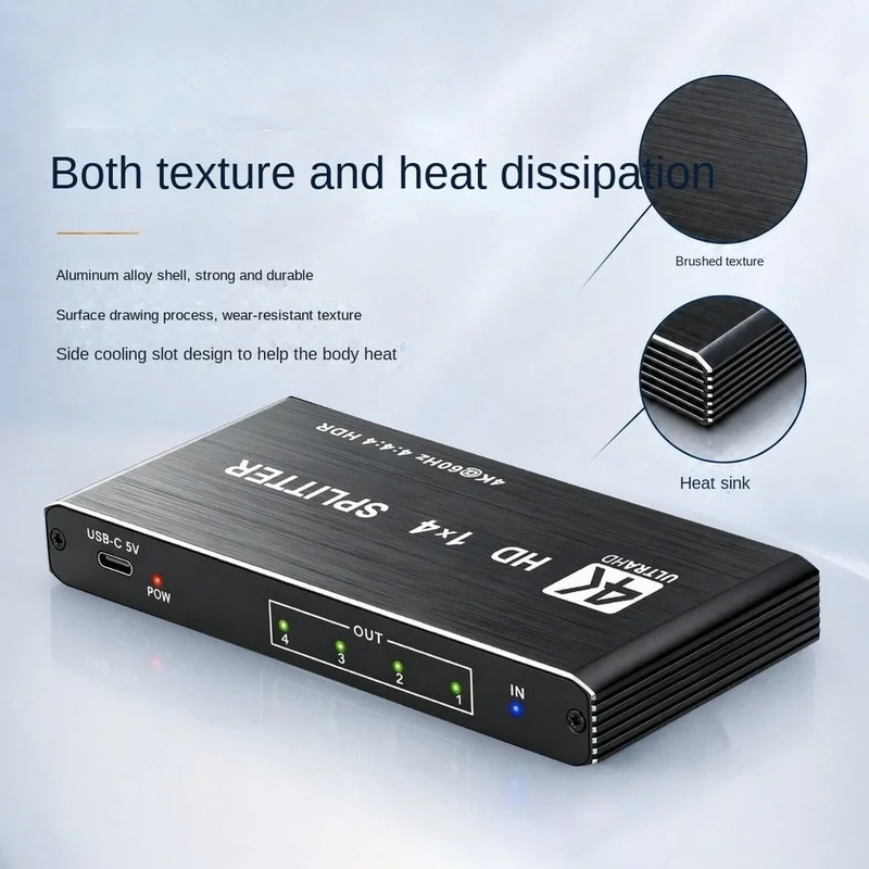 DT21 -Compatible Splitter 1 in 4 Out 4K 3D 1080P, Mirror 4 Screens Simultaneously Plug&Play for HDTV DVD Stream