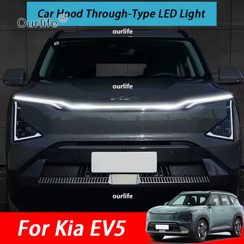 For Kia EV5 2026 2027 Car Hood Through-Type LED Light Front Grille ambient lighting Front Face Decoration Accessories