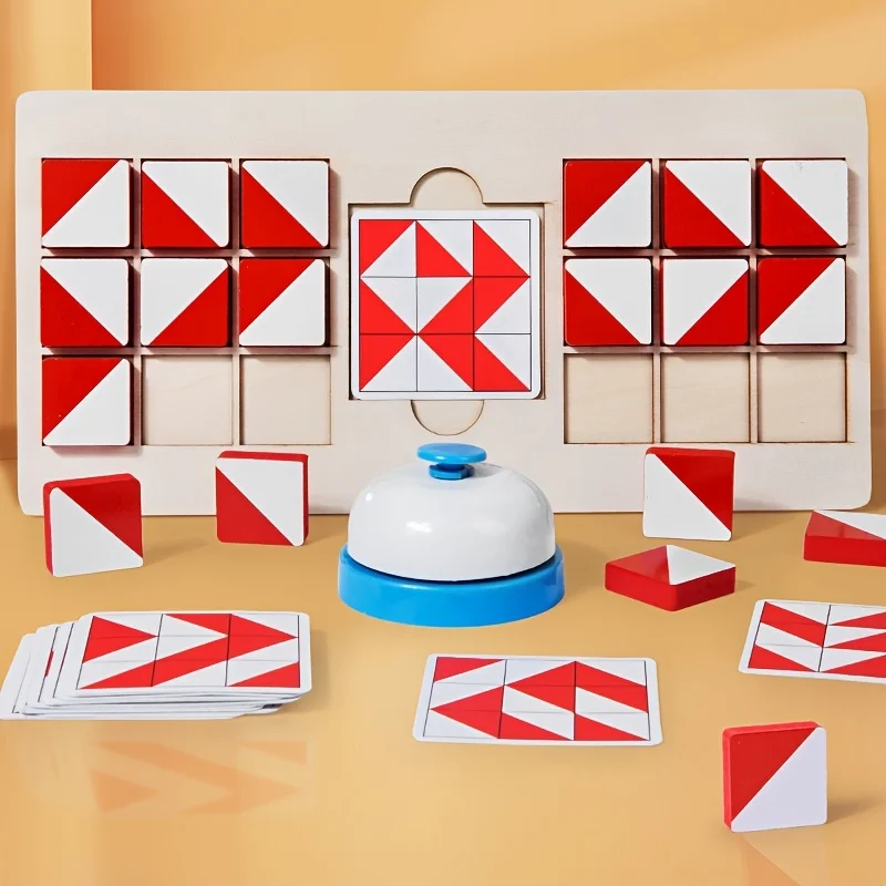 Quebra-cabeça de jogo de batalha de madeira para 2 jogadores, pilha educacional e classificação bloco de construção cérebro teasers brinquedo para pai-filho interativo