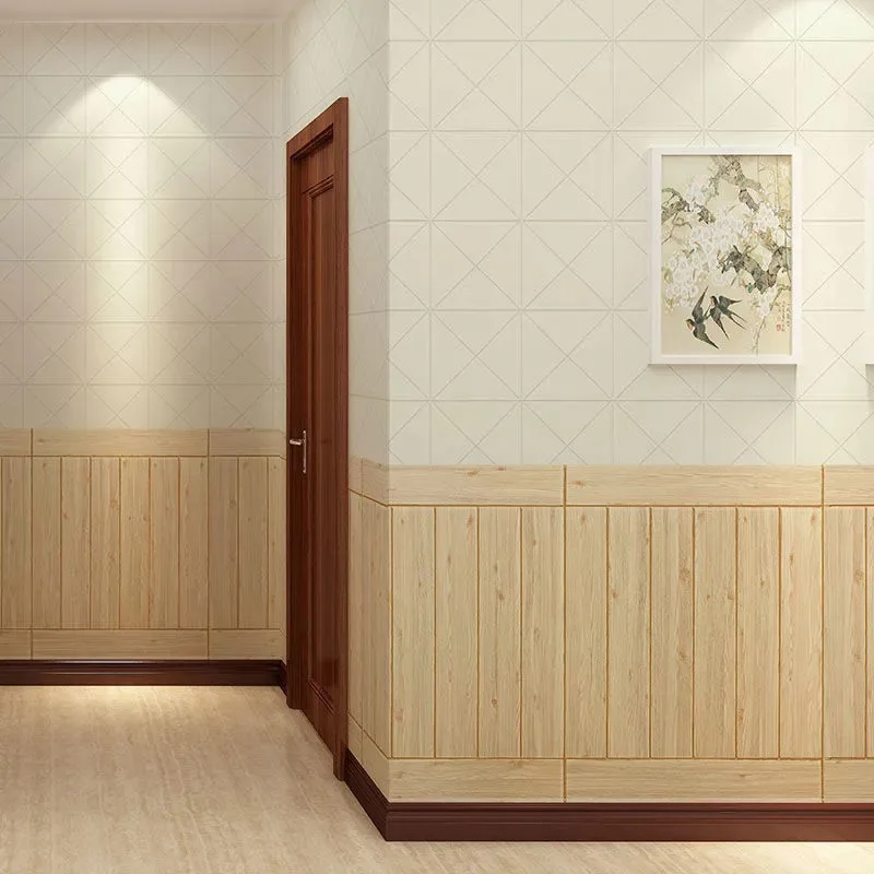 3D Wall Sticker Wood Grain Foam Self-Adhesive DIY 35X35cm Waterproof and Moisture-Proof Ceiling Bedroom Kitchen Wallpaper