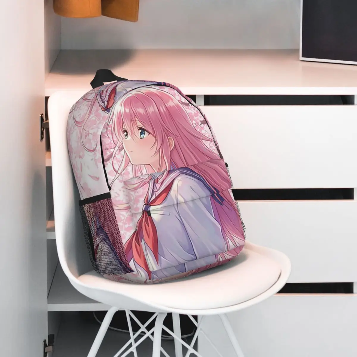 Anime Girl Wear Uniform And Cherry Blossoms Backpack Student BookBag Children School Bag Computer Shoulder Bags for Men Women
