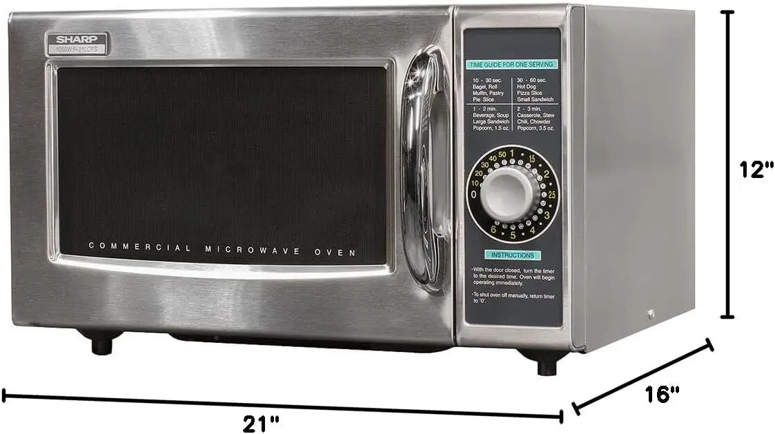 R-21  Medium-Duty Commercial Microwave Oven with Dial Timer, Stainless Steel, 1000-Watts, 120-Volts, One Size
