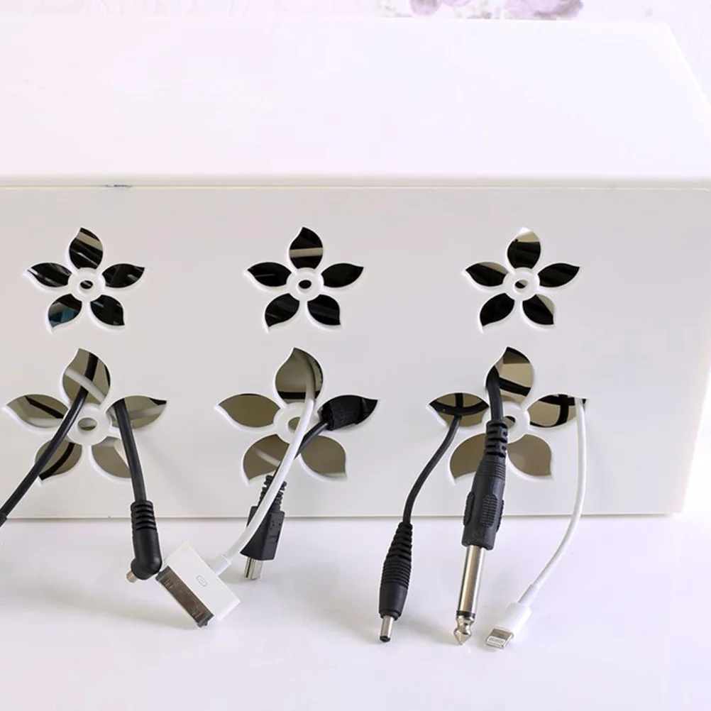 

Wire Storage Box M Size White Hollow Design Heavy Duty PP Material No Odor Fade Resistant Household Wire Organizer for Kitchen