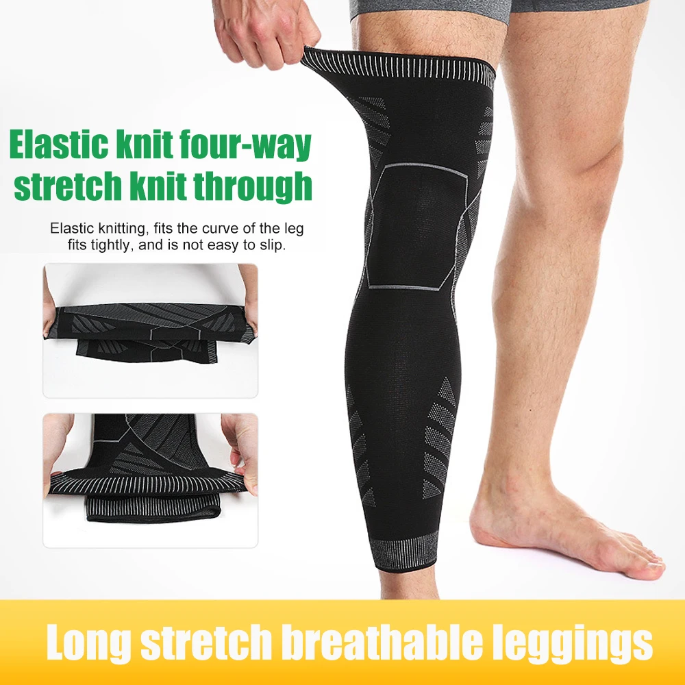 Long Leg Compression Sleeves,Full Leg Sleeve Long Knee Brace Knee Support Protect Basketball,Football, Knee Pain Relief