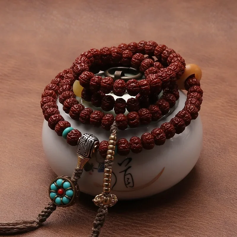 Tibetan Style Collectables-Autograph Rosary Men's and Women's Bracelets Brushed Patina Finished Small King 108 Piec