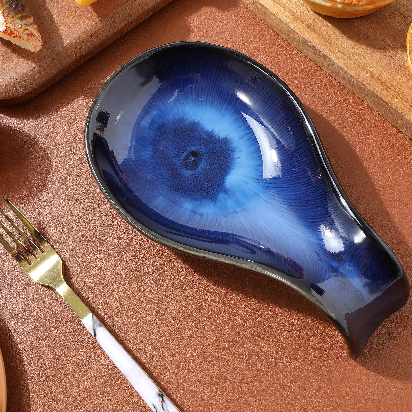 

Ceramic Spoon Rest Unique Color Texture Spoon Holder Kitchen Counter Stove Utensil Rest Coffee Teaspoon Holder