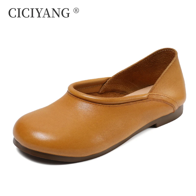 

CICIYANG Women All Cowhide Casual Shoes 2025 Spring New Ladies Soft-soled Anti-slip Flats Mother House Shoes Genuine Leather