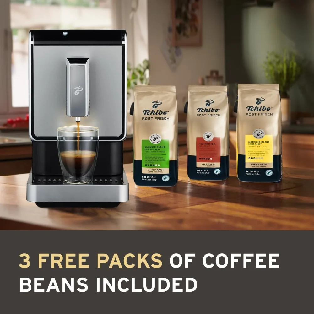 Automatic Espresso & Coffee Machine Bundle with Built-in Grinder, Comes With 3 x 12 oz. Bags