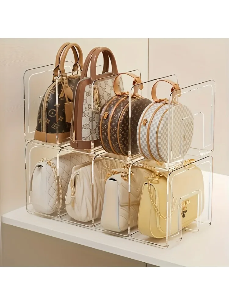 2-pack handtasorganizers van helder acryl - ruimtebesparende kastrekken voor portemonnees en portemonnees - afbeelding 2