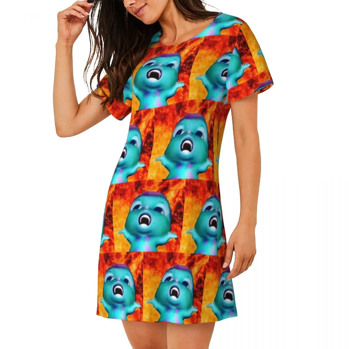

Custom Bibble Meme Short Sleeves Nightdress For Sleeping Sleepshirts Women Short Sleeve Nightgowns Soft Pajama Dress
