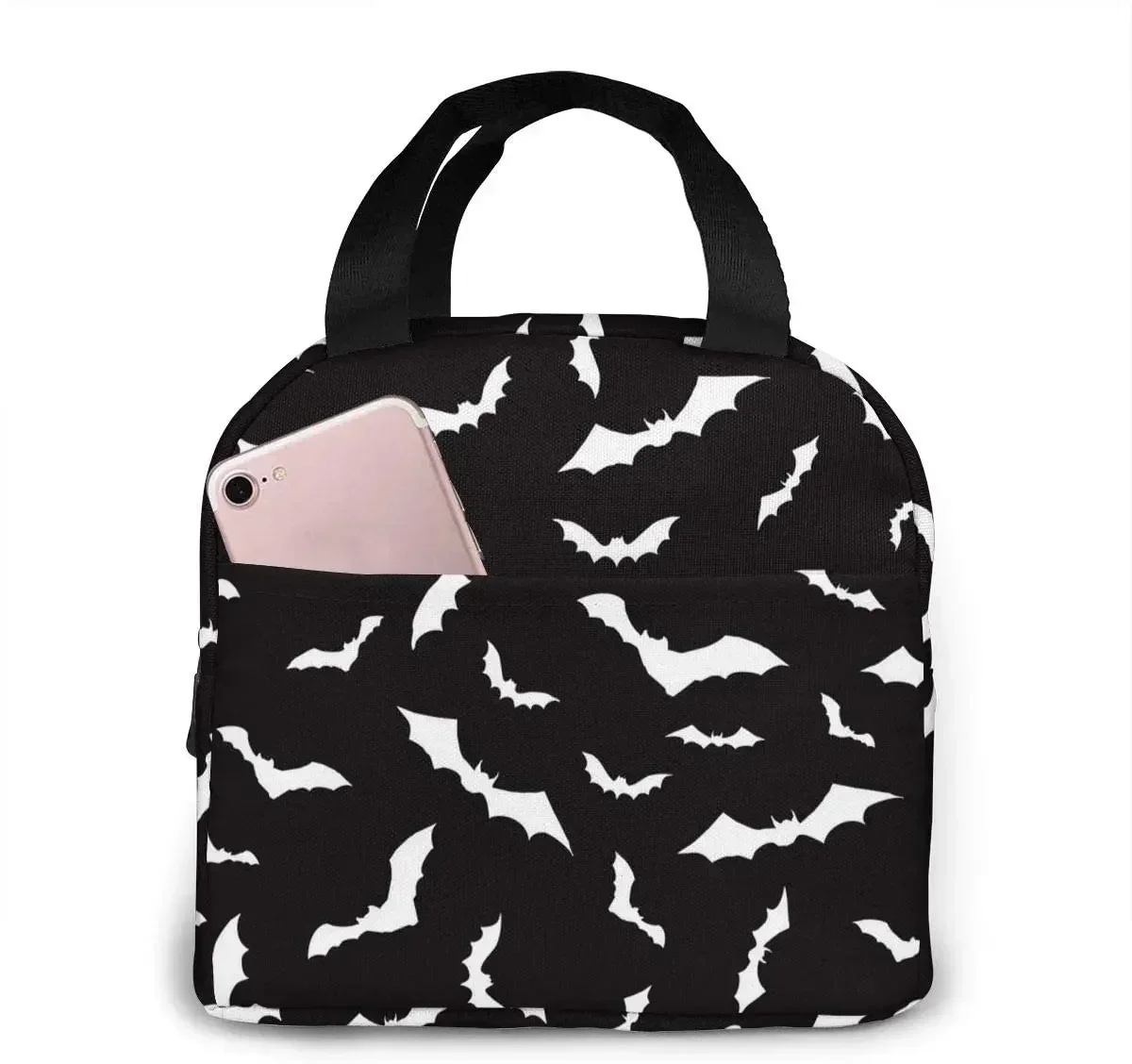 Halloween Bat Lunch Bag Insulated Lunch Box Cooler Tote for Picnic Camping Work Travel