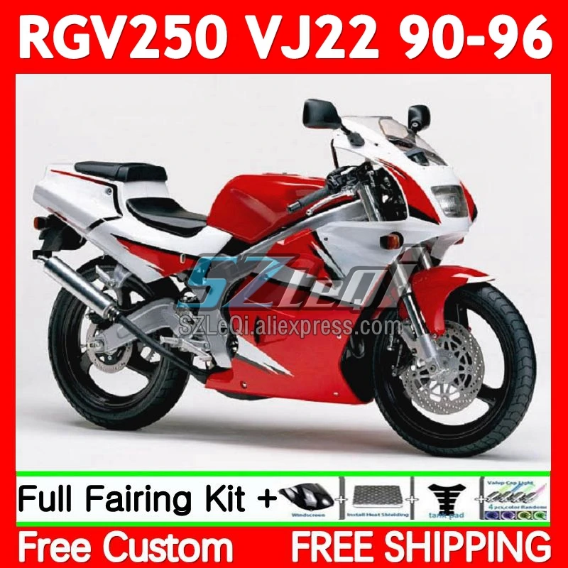 VJ22 For SUZUKI RGV250 SAPC RGV-250 90 91 92 93 White red 94 95 96 67No.95 RGV 250 1990 1991 1992 1993 1994 1995 1996 Fairing