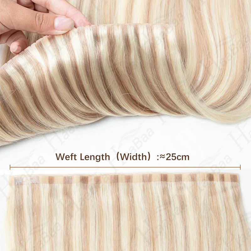 Double Inject XO Hole Weft Human Hair Extensions 16"-24" Invisible Twin Tab Weft Hair Natural Straight Pull Through Micro Hair image 2