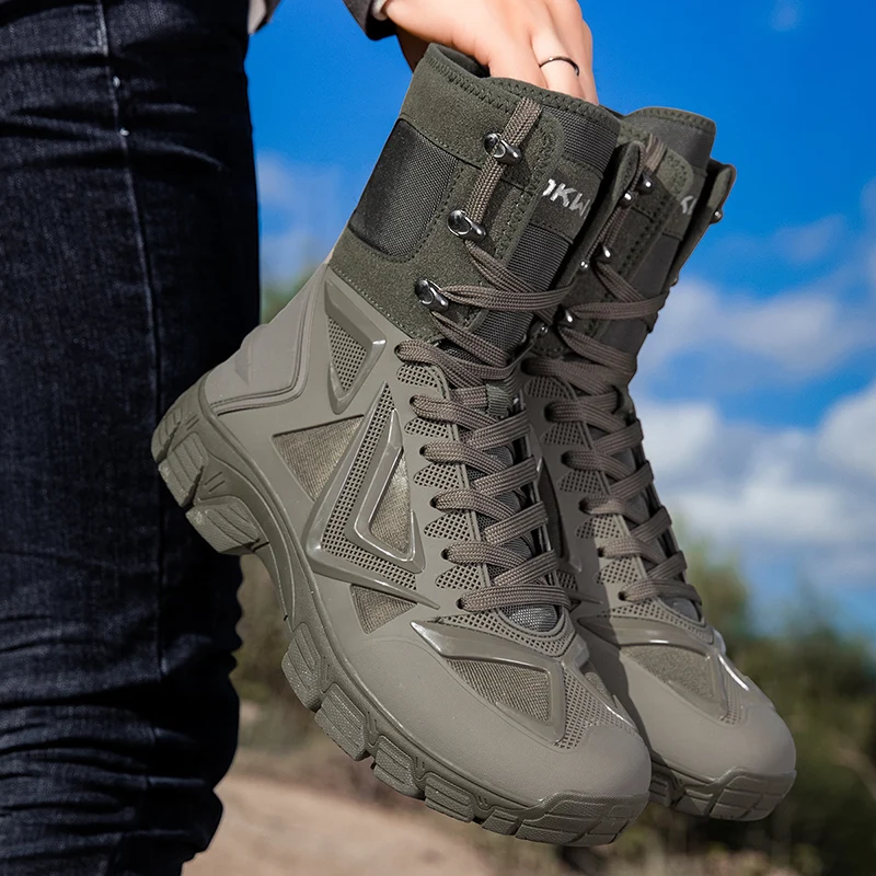 

Высокие ботинки, мужская противоскользящая уличная спортивная обувь, мужская удобная мягкая дышащая повседневная походная обувь для альпинизма, мужская обувь
