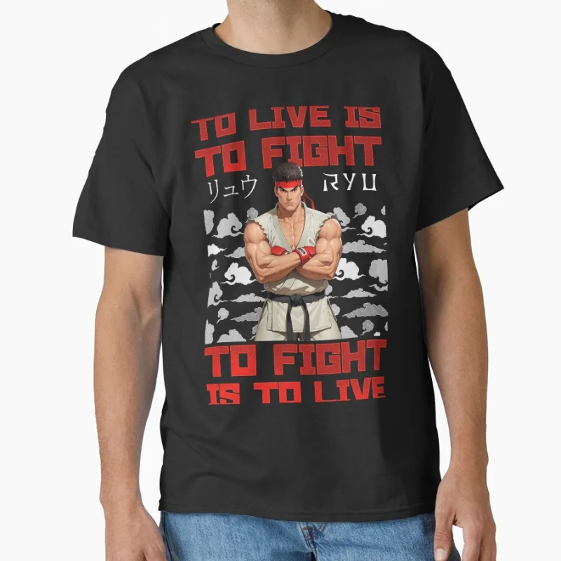 

TO LIVE IS TO FIGHT 80s Retro Arcade video game Street fighter GYM Martial art gift T-shirt for men Large size Tops S-6XL