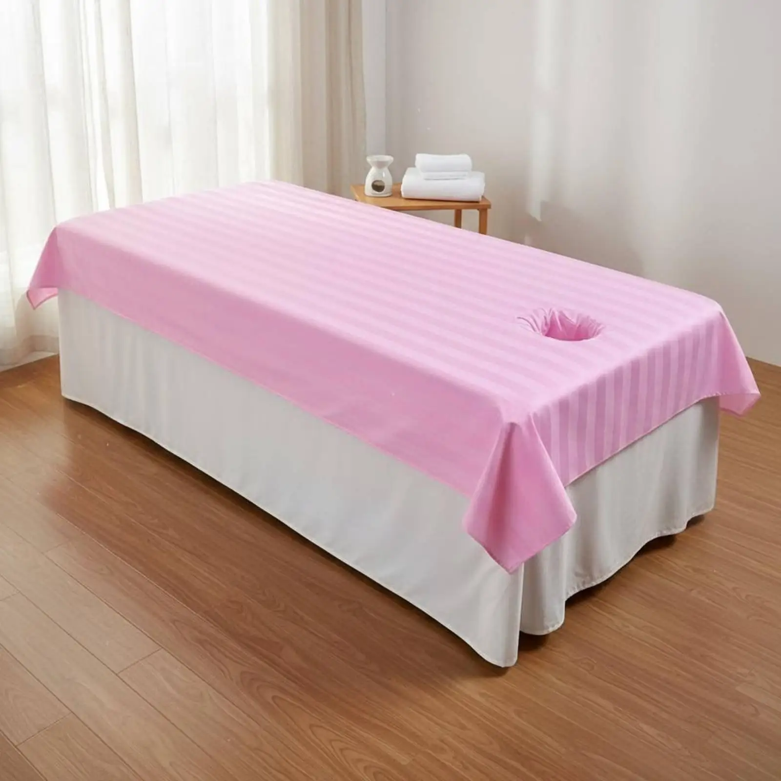 Elegant Cotton Bed Sheet Machine Washable Striped Massage Table Cover for Massage Accessories Salon Spa Treatments