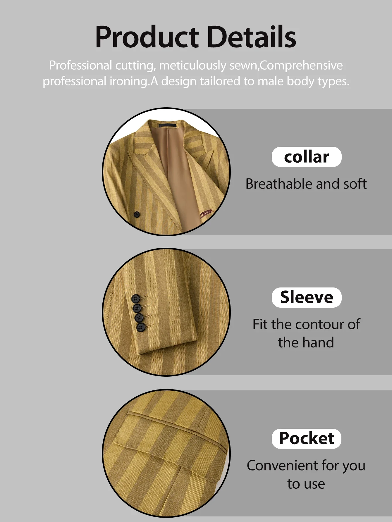 Traje de 2 Piezas para Hombre Slim Fit Rayado Cruzado Solapa de Pico Chaqueta Pantalones Cintura Elástica Boda Fiesta Graduación Esmoquin Estilo Moderno Elegante Mezcla de Rayón Confortable de Alta Calidad Premium 2026