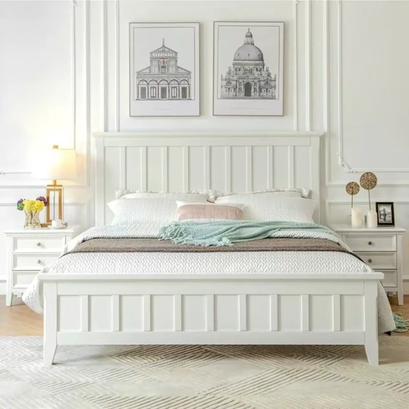 

American solid wood bed white cream style