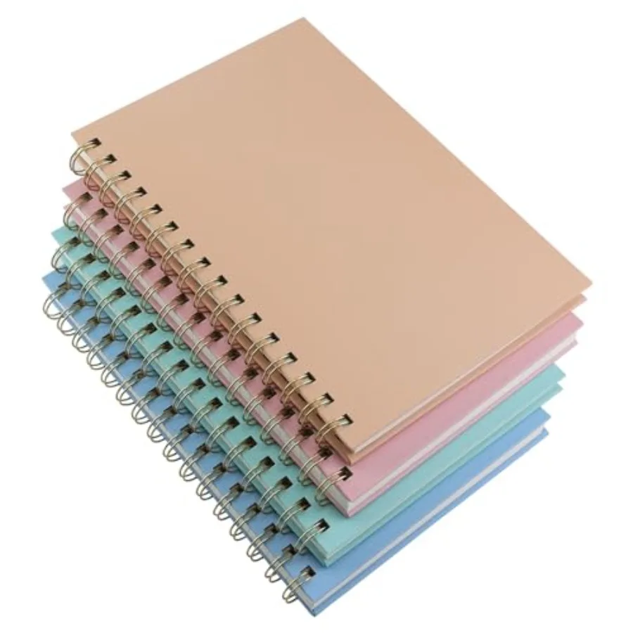 

4 Pack Hardcover Spiral Notebook 5.7"x 8.5", 80 Sheets/160 Pages College Ruled Notebook, 100 GSM Thick Paper, A5 Lined Journal