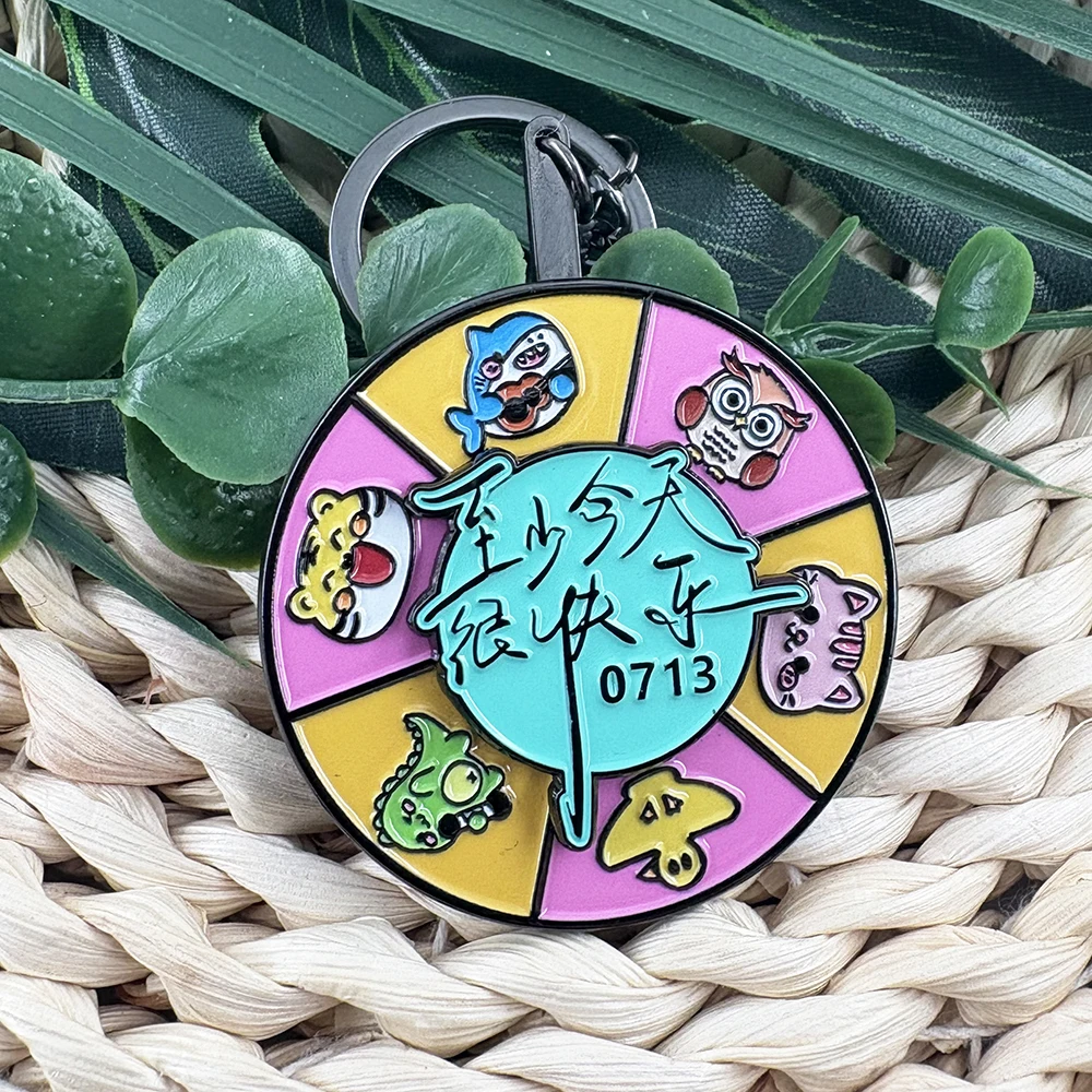 Cute Cartoon 0713 Decision Maker Spinning Wheel Keychain Rotating Stress Relief Turntable Keyring Creative Pendant Bag Charms Gi