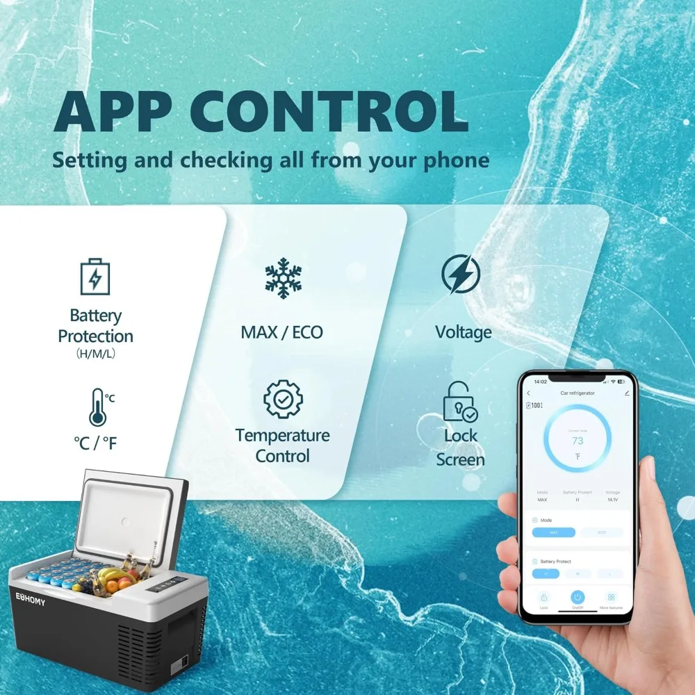 12 Volt Refrigerator, 19QT(18L) Compressor Electric Cooler APP Control, Car Fridge -4℉~68℉