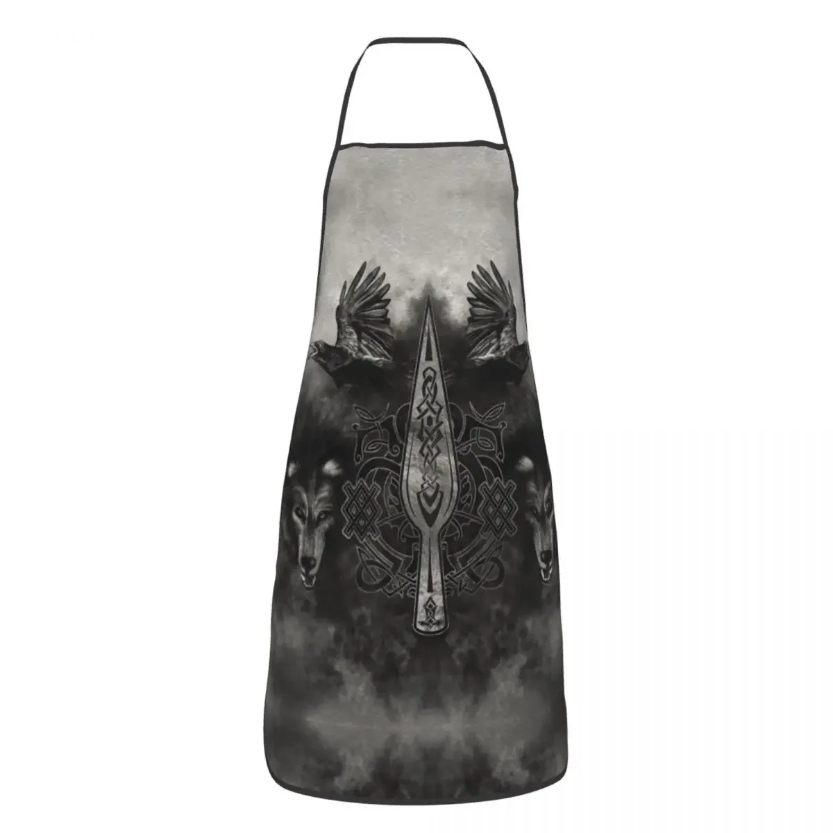 Custom Bib Gungnir Spear Of Odin Aprons Men Women Adult Chef Kitchen Cooking Valhalla Viking Norse Wolf Tablier Cuisine Painting