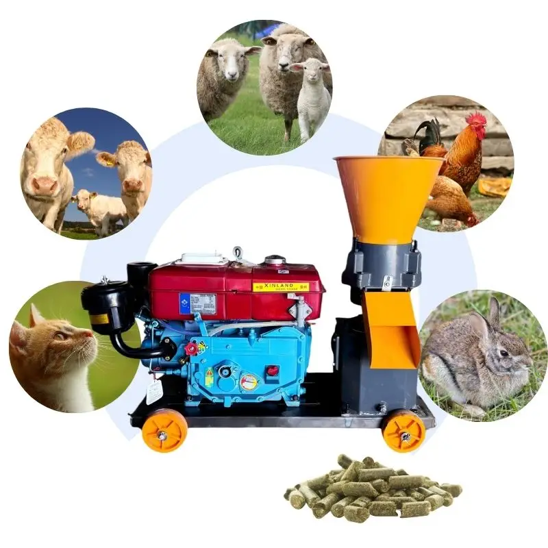 

Poultry Chicken Farming Animal Food Pellet Machine Poultry Cattle Pig Feed Pressing Pellets Pelletizer Making Diesel