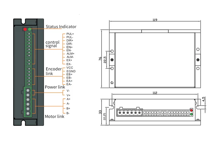

Шаговый двигатель с замкнутым контуром NEMA23 57EH83+CL57, привод 4,0 А, 2,2 В, координатное считывание в реальном времени, без потерь шагов, стабильное управление