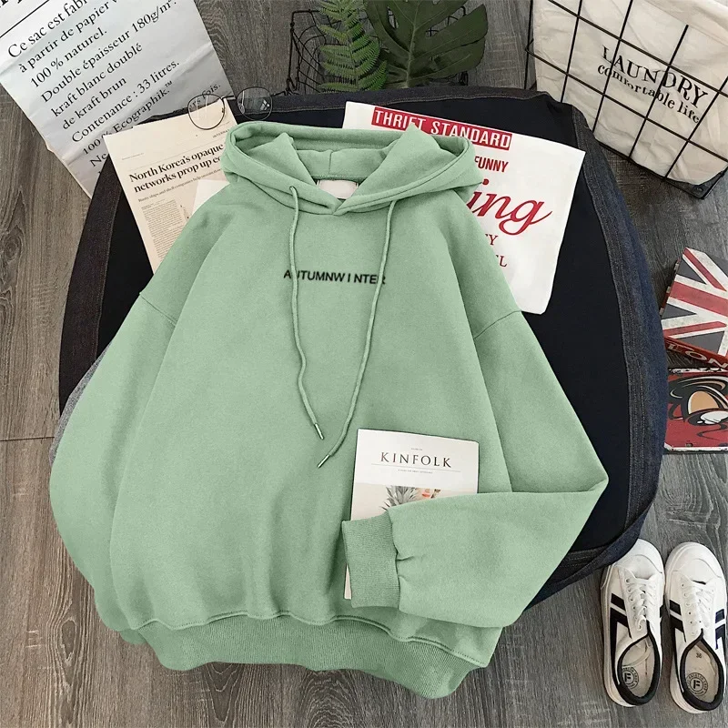 2024 Spring New Plush Thickened Hoodies Women Pullover Versatile Korean Long Sleeved Sweatshirts Women Hoodies Winter Y2k