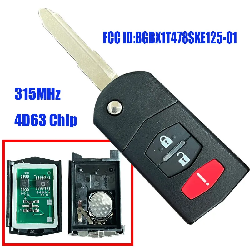 Klucz zdalny dla Mazda 2 3 5 6 8 CX-7 CX-9 MX-5 BGBX1T478SKE125-01 KPU41788 SKE126-01 4 d63 313.8/315Mhz