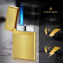 New Gold Direct Spray Windproof Metal Inflatable Butane Gas Cigar Lighter for Men's High End Gift Cigarette Accessories