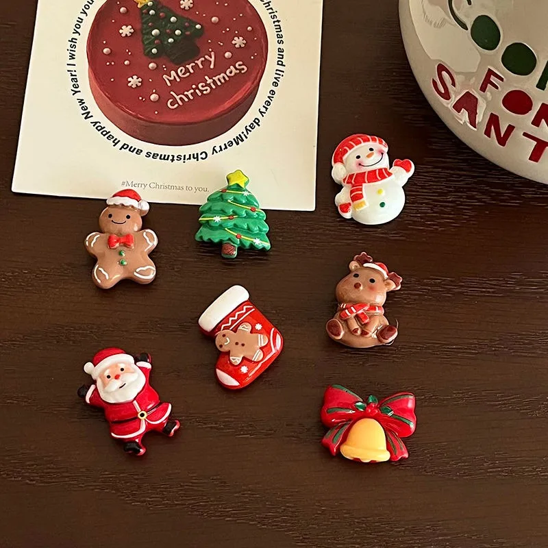 7 PCS Mini Cute Christmas Tree Magnetic Fridge Stickers Creative Christmas Style Gingerbread Man Decoration Fridge Magnets