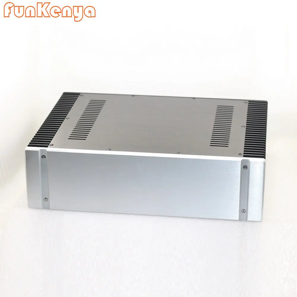 W430 H120 D314 DIY Heatsink Power Amplifier Chassis Aluminum Enclosure DAC Decoder Headphone Amp Housing Rear Class Tube Case