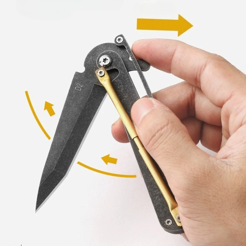 Nowy składany nóż outdoorowy o wysokiej twardości, mini mechaniczny nóż składany, przenośny nóż składany do samoobrony w dziczy.