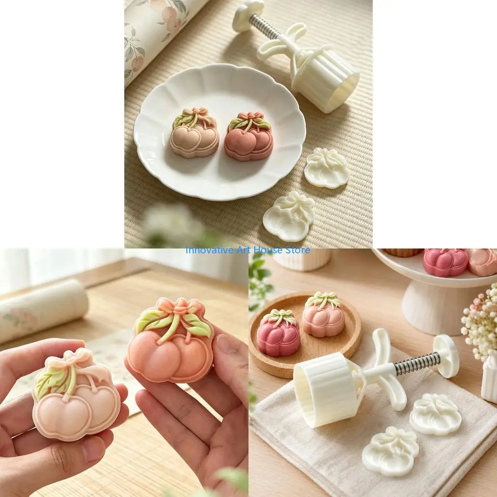 E1PC Pastry Press Tool Plastic Hand Press With 2 Interchangeable Inserts, 50G Dough Shaping Tool for Home Baking and Decorative