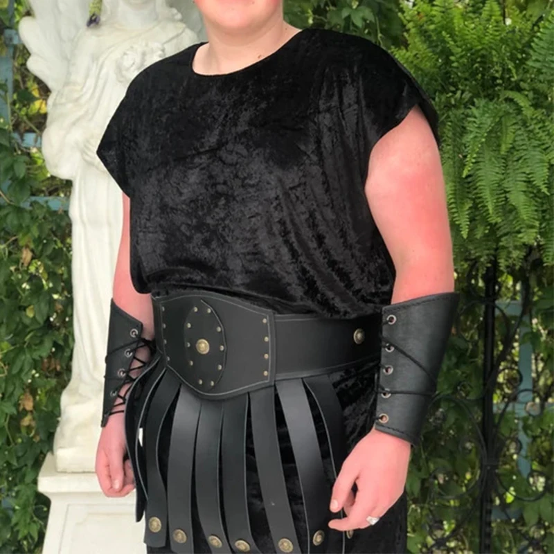 

Ancient Roman Gladiator Battle Belt Skirt PU Leather Gothic Medieval Greek LARP Cosplay Costume Roman Empire Warrior Skirts