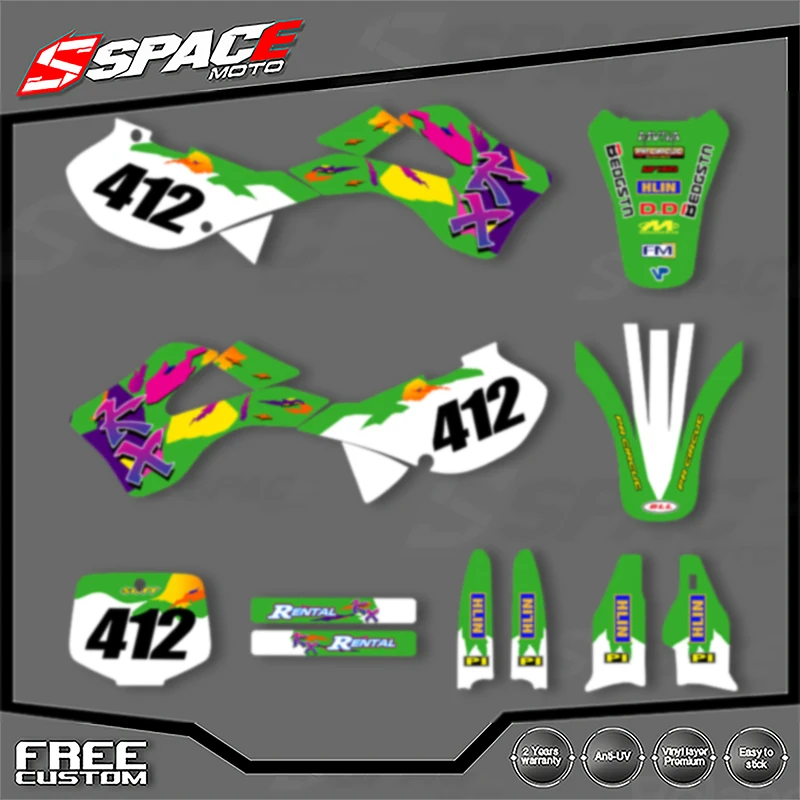 

SPACE Motorcycle Graphics Decals Stickers for KAWASAKI 1999 2000 2001 2002 KX 125 250 Decals Stickers Kits 002