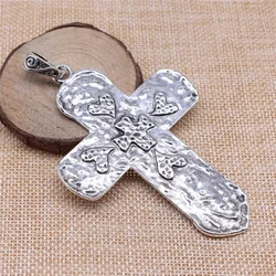 WYSIWYG 1pcs 94x65mm Antique Silver Color Tone Big Cross Charm Pendants Large Cross Charm Big Cross Charm