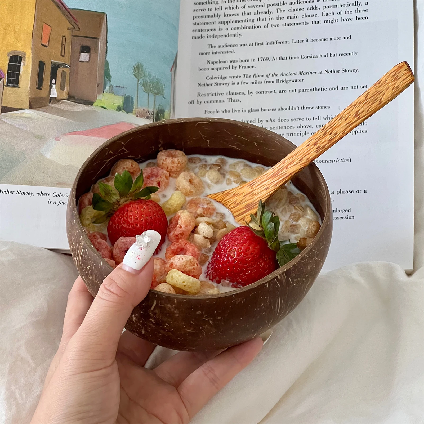 

2/4/6set Coconutshell Bowl Natural Coconut-shell Bowl Salad Dessert Juice Milk Tea Container Reusable Plant Bowl Kitchen Tools