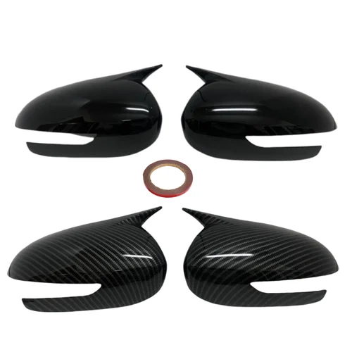 Imagen 2 del producto Par de cubiertas de espejo retrovisor lateral de coche para Kia Sportage KX5 2016 2017 2018 2019 tapas de espejo de cuerno de buey negro brillante/fibra de carbono