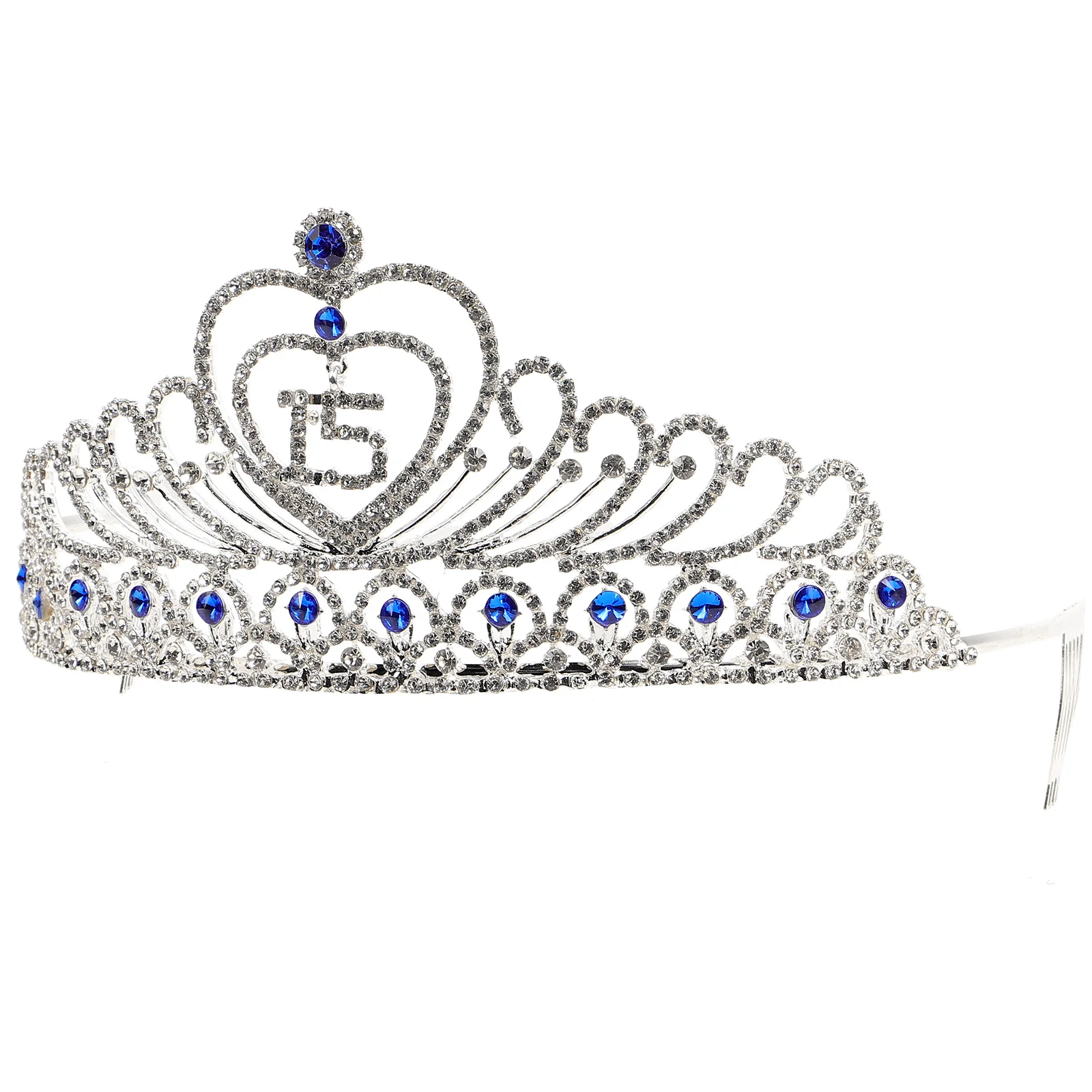 

Sweet 15 Crown Women Quinceanera Navy Blue Tiaras Crowns Leaf Number 15 Design Craftsmanship Keepsake Royal Glory