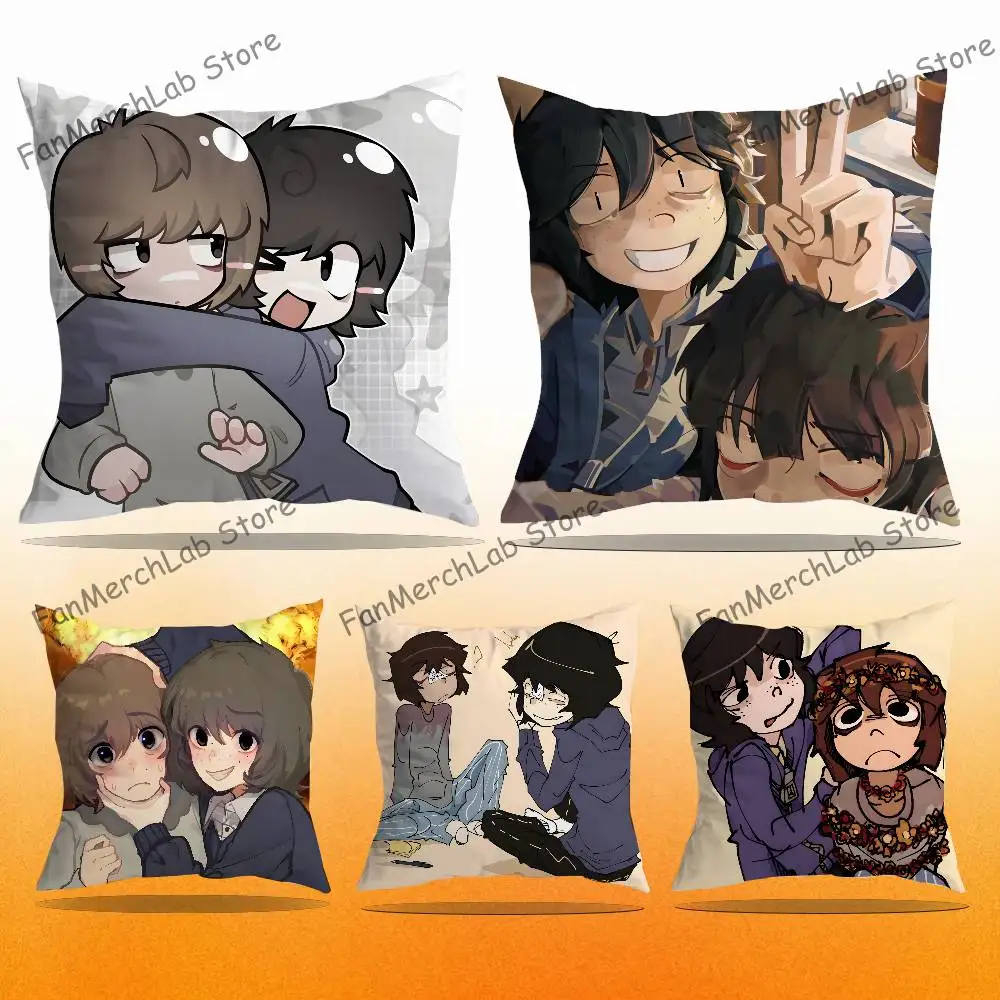 

O-Onewheatmark Will and Mike Anime Pillow Covers Cartoon Sofa Decorative Home Double-sided Printing Short Plush Cushion Cover