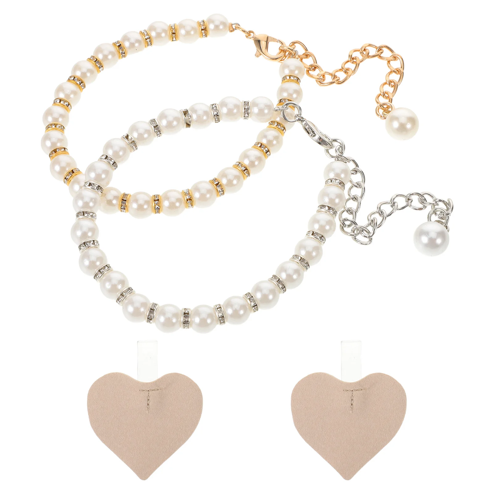 

2pcs Faux Pearl Detachable Shoe Straps For Heels Anti-Loose Ankle Bands With Non-Skid Grip Bridal Wedding Party - Shoe Chains