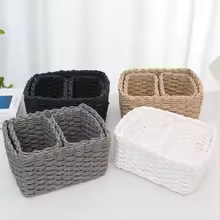 3pcs Handmade Straw Woven Soft Storage Round Paper Rope Storage Basket for Organizing Decorative Storage Bins Office Storage Box - AliExpress 15