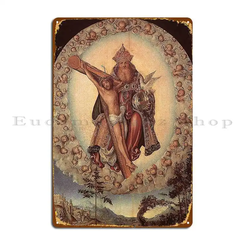 The Holy Trinity Of God The Father Jesus And The Holy Spirit Cross Crucifix Metal Sign Wall Decor Plaques Tin Sign Poster