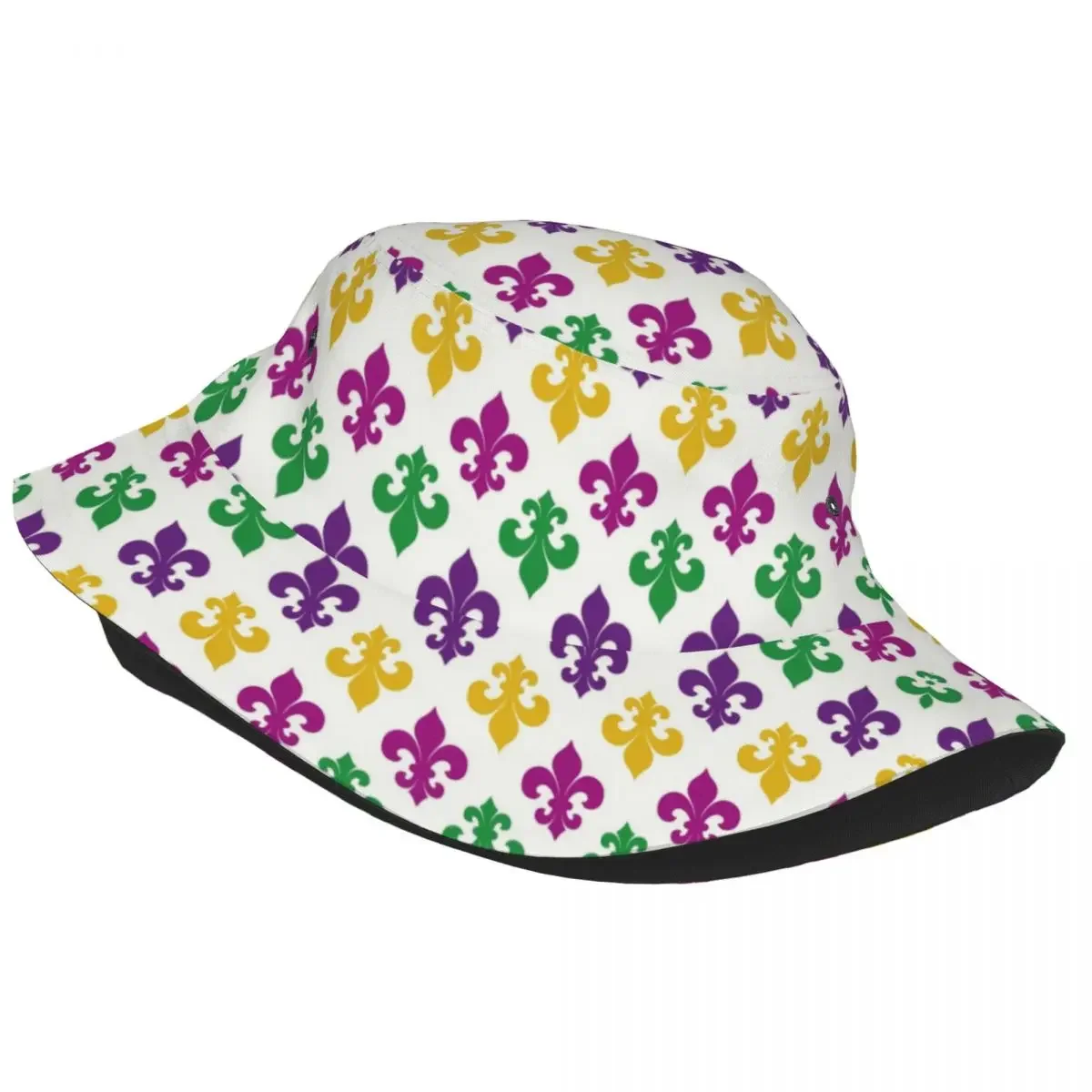 Fleur-de-lis Pattern Lily Flower Bucket Hats For Women Men Printed Fleur De Lis Summer Travel Beach Fleur De Lis Fisherman Cap