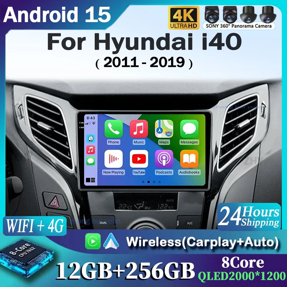 Android 16 CarPlay Auto Car Radio Multimedia navigation video Autoradio Stereo For Hyundai i40 2011 - 2019