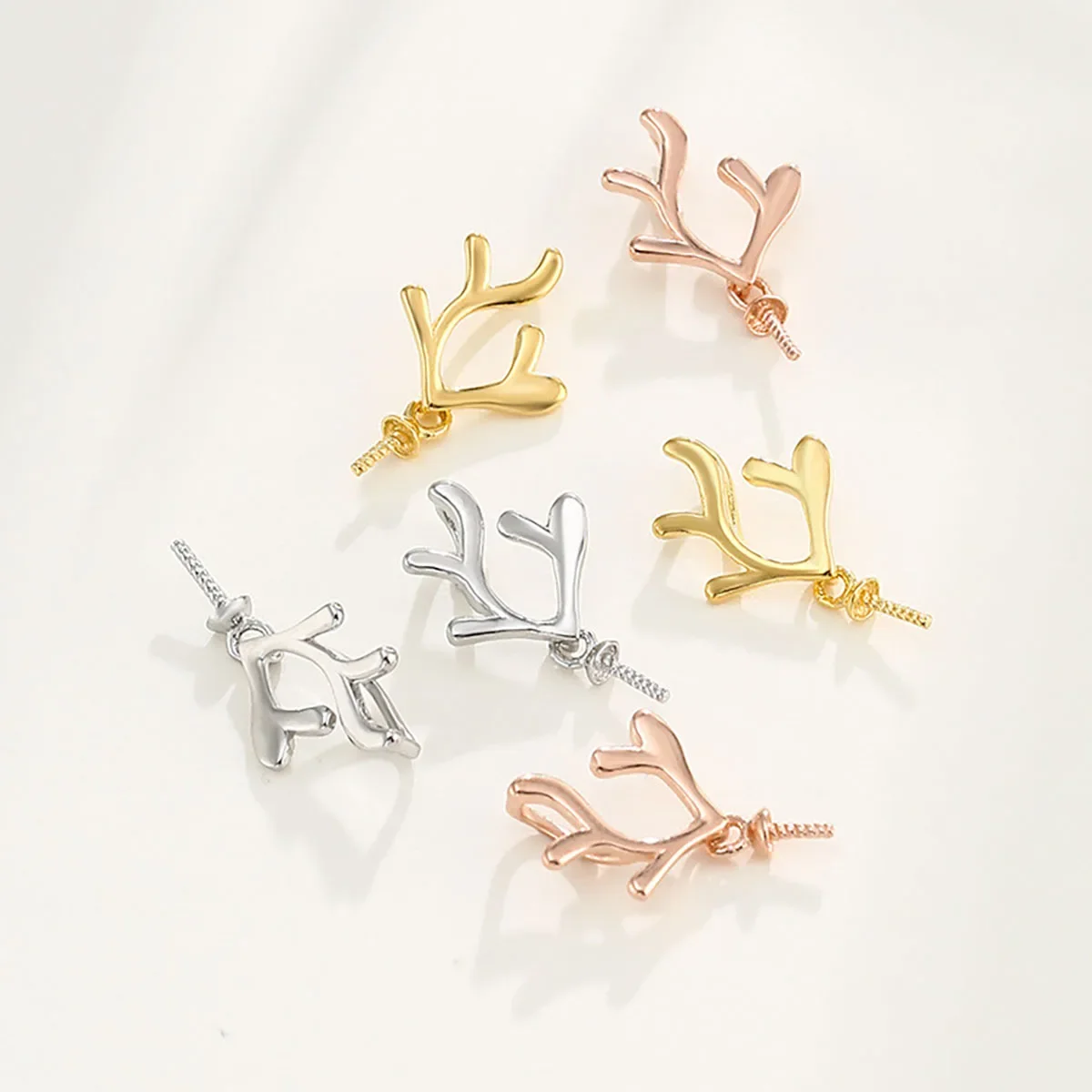 925 Sterling Silver Classic Antler Pendant Base Settings 5-12mm Bead DIY Necklace Charms Jewelry Making Finding