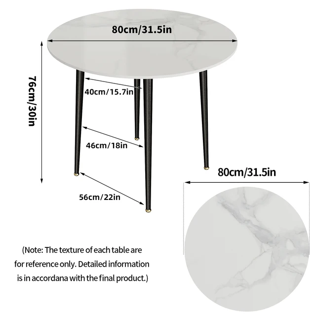 Modern Round Kitchen Dining Table Marble Top 80cm Diameter Linving Dining Room Restaurant Island Table for 4 Seat 4 Modern Round Kitchen Dining Table Marble Top 80cm Diameter Linving Dining Room Restaurant Island Table for 4 Seat 4
